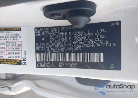 2006 Toyota 4Runner Sr5 Sport V6/Sr5 V6 z USA, uszkodzony, nr VIN JTEZU14R460079882